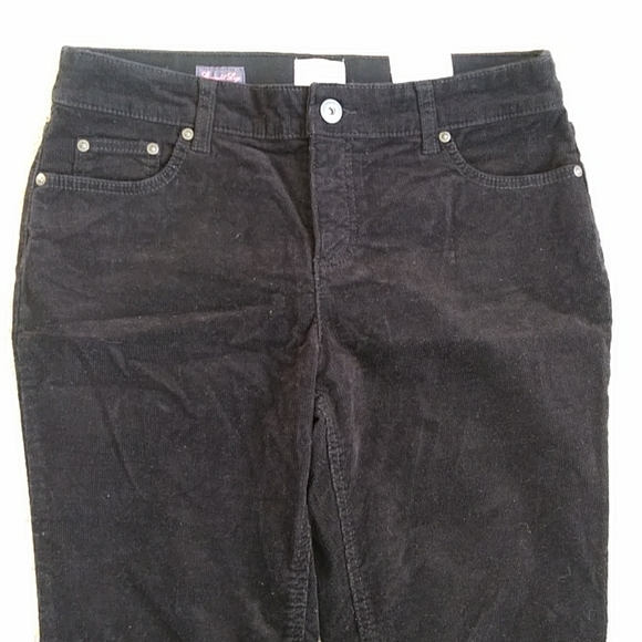 NEW St. John's Bay Secretly Slender Corduroy Pants 10 Black - Picture 9 of 15